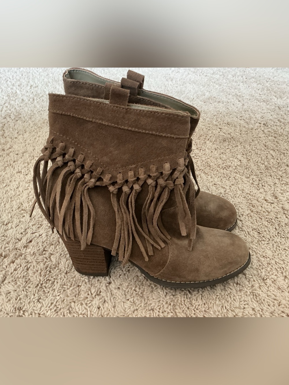 Women's Brown Fringe Ankle Boots